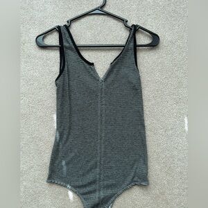 Black and White Striped Women's Top